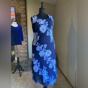 Blue Floral Lined Sleeveless Maxi Dress by Studio I Size 18W